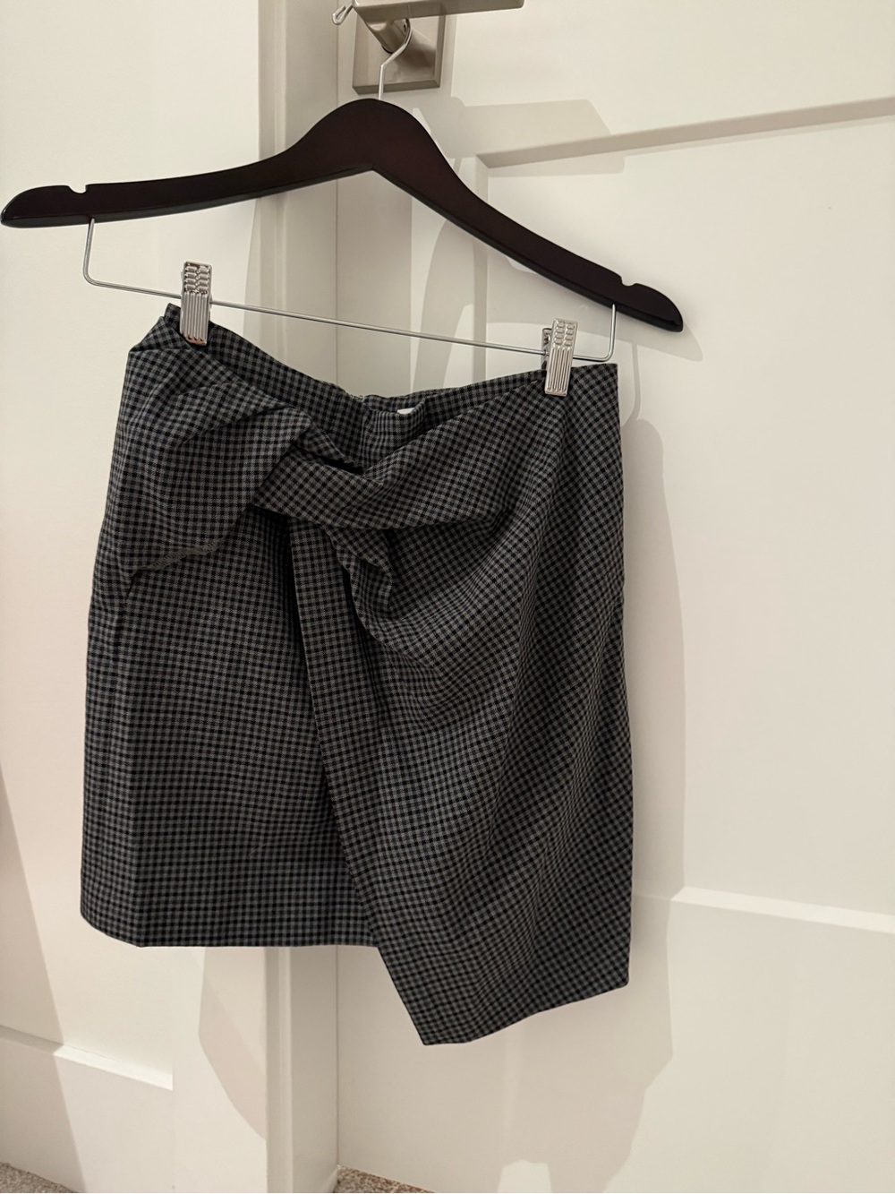 Babaton Black Gingham Tie-Front Mini Skirt